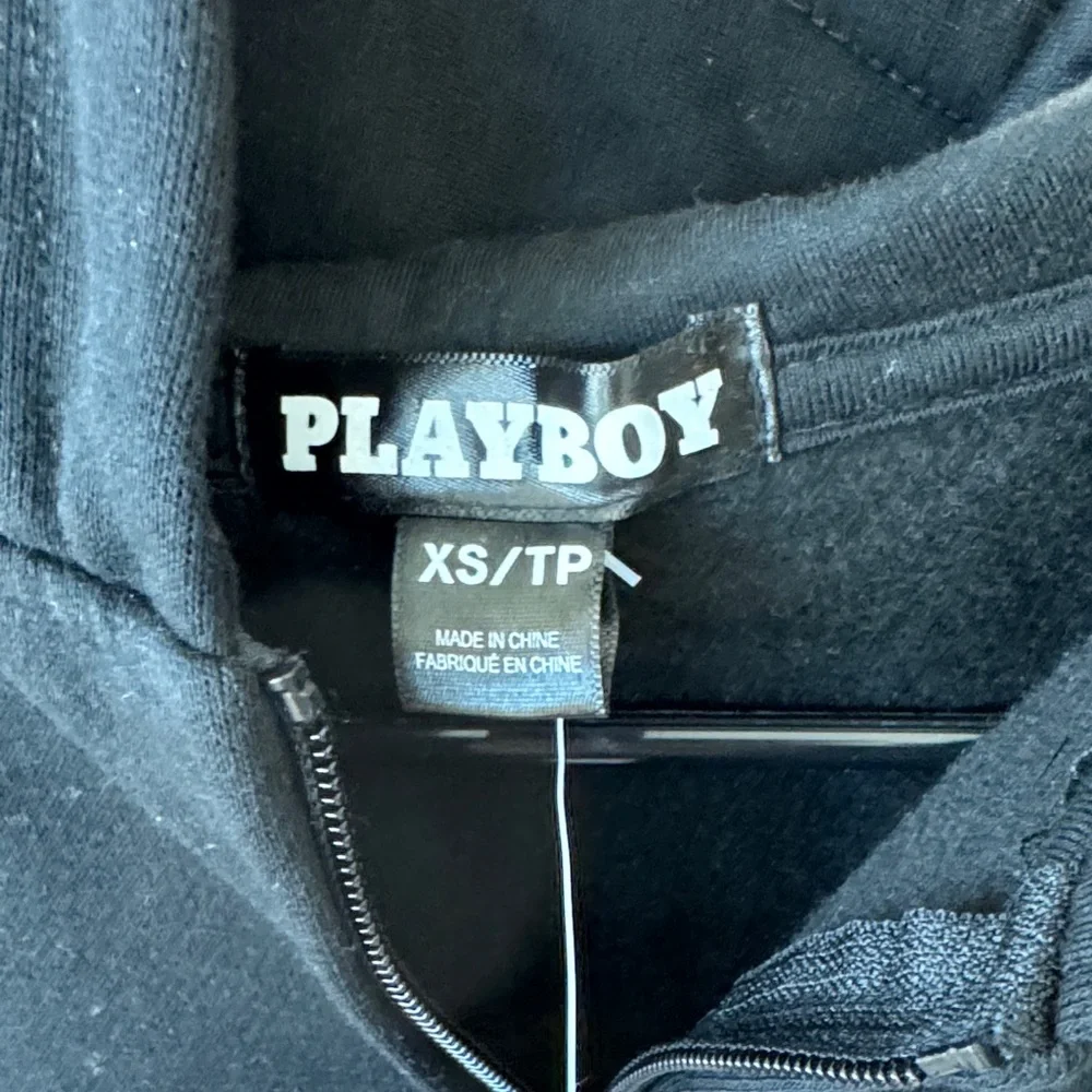 PLAYBOY Black Hoodie and Jogger Set with White Bunny Logos - Picture 2 of 14